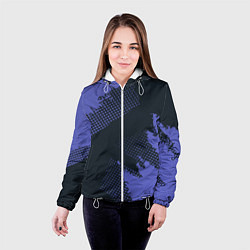 Куртка с капюшоном женская Абстрактная текстура в синем, цвет: 3D-белый — фото 2