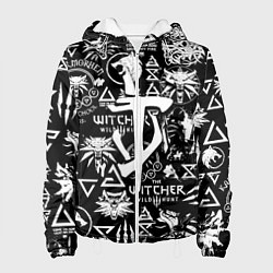 Куртка с капюшоном женская Doom логотипы ведьмак, цвет: 3D-белый