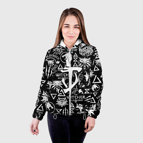 Женская куртка Doom логотипы ведьмак / 3D-Белый – фото 4