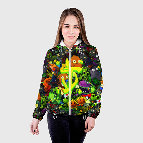 Женская куртка Растения против зомби x Дум лого / 3D-Белый – фото 4