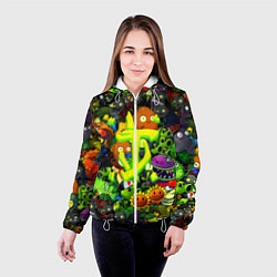 Куртка с капюшоном женская Растения против зомби x Дум лого, цвет: 3D-белый — фото 2