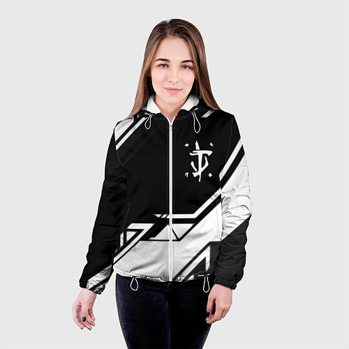 Женская куртка Doom geometry black / 3D-Белый – фото 4
