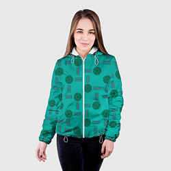 Куртка с капюшоном женская Мячи и полосы, цвет: 3D-белый — фото 2