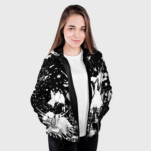 Женская куртка Doom белые краски / 3D-Черный – фото 3