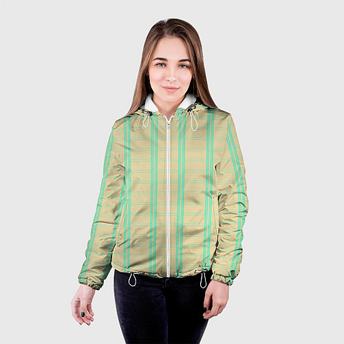 Женская куртка Color beige cage blue stripes / 3D-Белый – фото 4