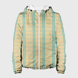 Куртка с капюшоном женская Color beige cage light blue stripes, цвет: 3D-белый