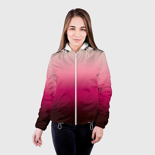 Женская куртка Градиент transcendent pink омбре / 3D-Белый – фото 4