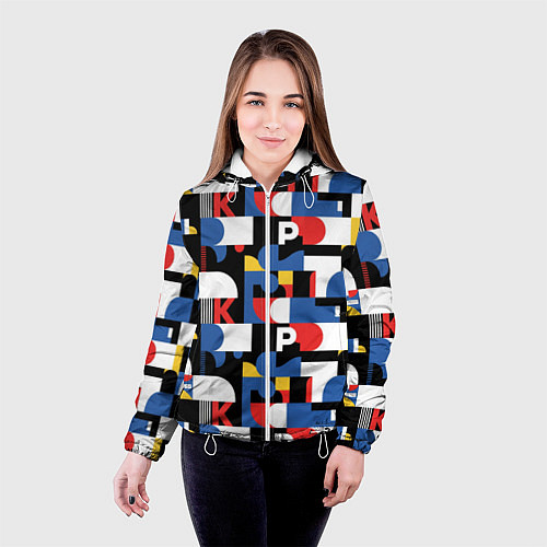 Женская куртка Геометрия букв / 3D-Белый – фото 4