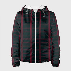 Куртка с капюшоном женская Color dark cage red stripes, цвет: 3D-белый