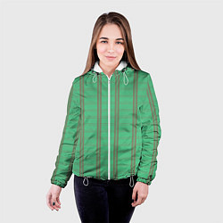 Куртка с капюшоном женская Color green cage brown stripes, цвет: 3D-белый — фото 2