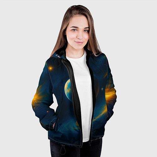 Женская куртка Пространство Вселенной / 3D-Черный – фото 3