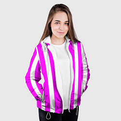 Куртка с капюшоном женская Color white pink stripes, цвет: 3D-белый — фото 2
