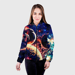 Куртка с капюшоном женская Фантастический космос планеты, цвет: 3D-черный — фото 2