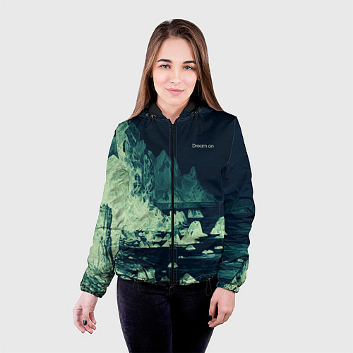 Женская куртка Dream on стилизованный скалистый берег / 3D-Черный – фото 4