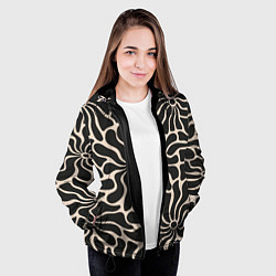 Куртка с капюшоном женская Цветы black pattern, цвет: 3D-черный — фото 2