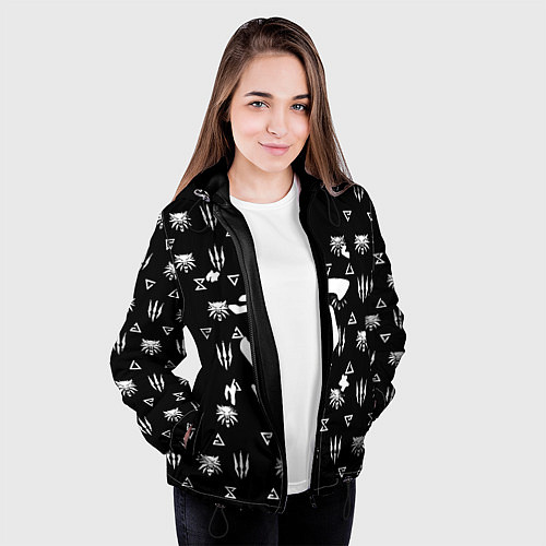Женская куртка Doom ведьмак логотипы / 3D-Черный – фото 3