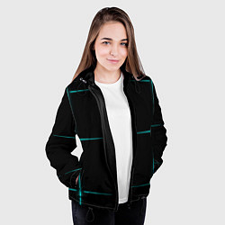 Куртка с капюшоном женская Color black blue stripes, цвет: 3D-черный — фото 2