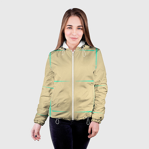 Женская куртка Color beige green stripes / 3D-Белый – фото 4