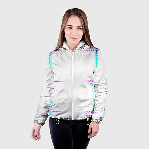 Женская куртка Color white blue pink stripes / 3D-Белый – фото 4