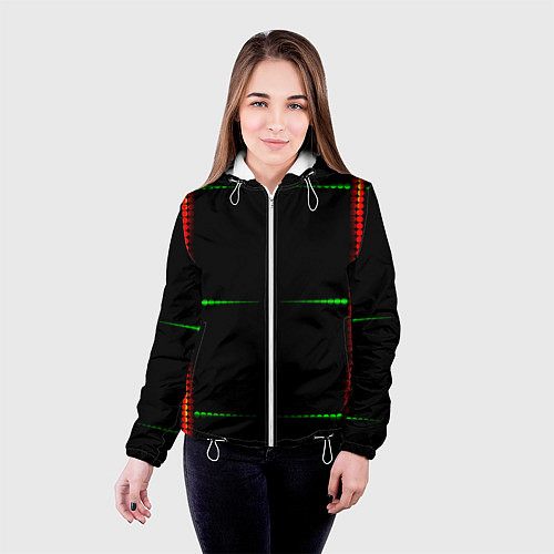 Женская куртка Color black green orange stripes / 3D-Белый – фото 4