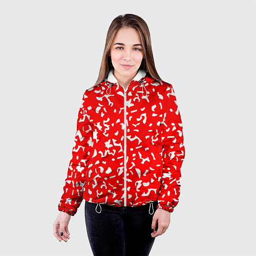 Женская куртка Красный яркий камуфляж / 3D-Белый – фото 4