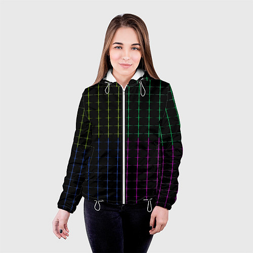 Женская куртка Color black multicolored stripes / 3D-Белый – фото 4
