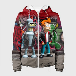 Женская куртка Bender bending robot and Fry - ai art graffiti