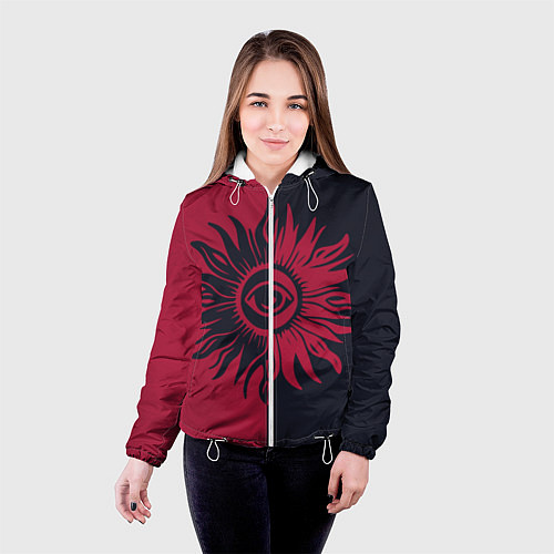 Женская куртка Солнце красно-синее / 3D-Белый – фото 4