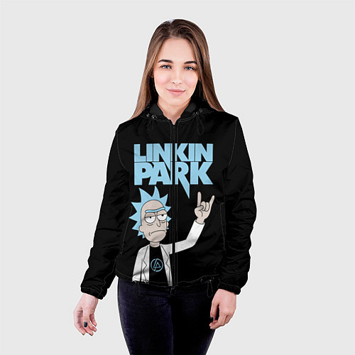 Женская куртка Linkin Park и Рик Санчес из Рик и Морти / 3D-Черный – фото 4