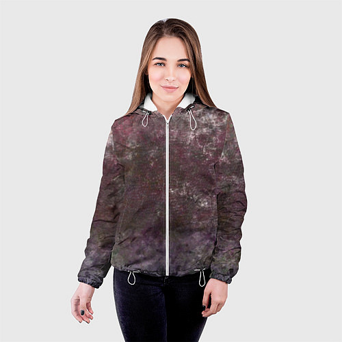 Женская куртка Абстракция - brown-violet scales / 3D-Белый – фото 4