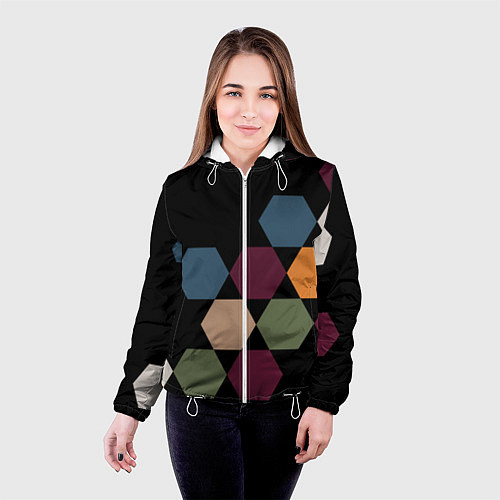 Женская куртка Honeycombs autumn colors / 3D-Белый – фото 4