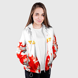 Куртка с капюшоном женская Ведьмак огонь лого, цвет: 3D-белый — фото 2