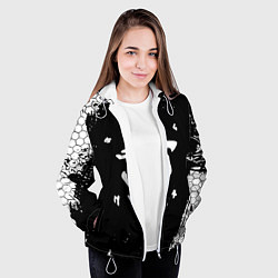 Куртка с капюшоном женская Doom соты краски, цвет: 3D-белый — фото 2