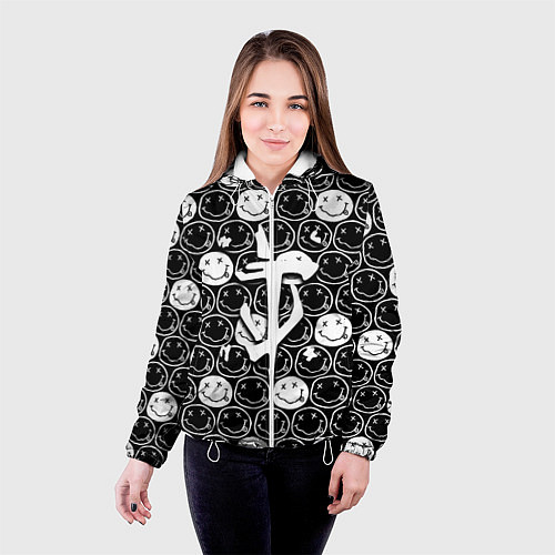 Женская куртка Doom x nirvana pattern / 3D-Белый – фото 4