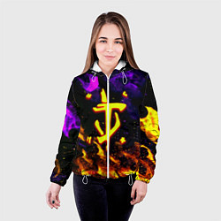Куртка с капюшоном женская Doom огненный стиль, цвет: 3D-белый — фото 2