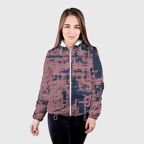 Женская куртка Текстура с потертостями сине-розовая / 3D-Белый – фото 4
