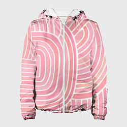 Куртка с капюшоном женская Абстрактный узор розовый, цвет: 3D-белый