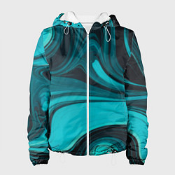 Женская куртка Мраморный малахитовый узор из изумрудных разводов