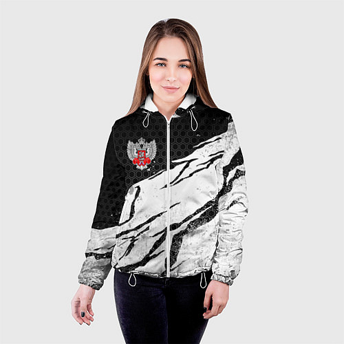 Женская куртка Федерация бокса России - белый затертый / 3D-Белый – фото 4