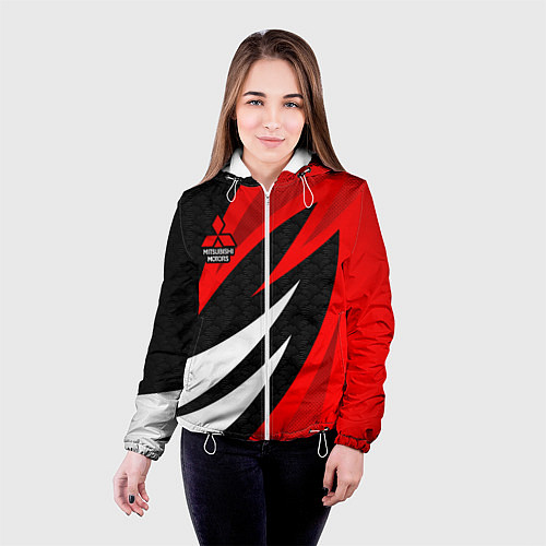 Женская куртка Митсубиси - красный спорт / 3D-Белый – фото 4