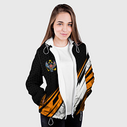 Куртка с капюшоном женская Российская империя - оранжевый спорт, цвет: 3D-белый — фото 2