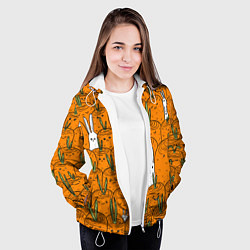 Куртка с капюшоном женская Милый кролики в морковном поле, цвет: 3D-белый — фото 2