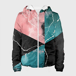 Куртка с капюшоном женская Абстракция звёдного неба и молнии, цвет: 3D-белый