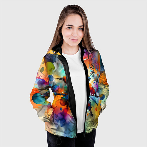 Женская куртка Ninja - watercolor impressionism / 3D-Черный – фото 3
