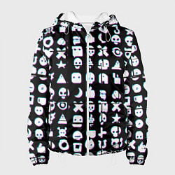Куртка с капюшоном женская Любовь смерть и роботы глитч, цвет: 3D-белый