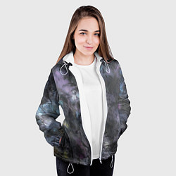 Куртка с капюшоном женская Абстракция - dark blue oil painting, цвет: 3D-белый — фото 2