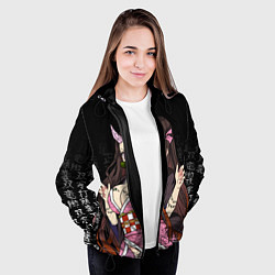 Куртка с капюшоном женская Клинок, рассекающий демонов, Незуко Комадо, цвет: 3D-черный — фото 2