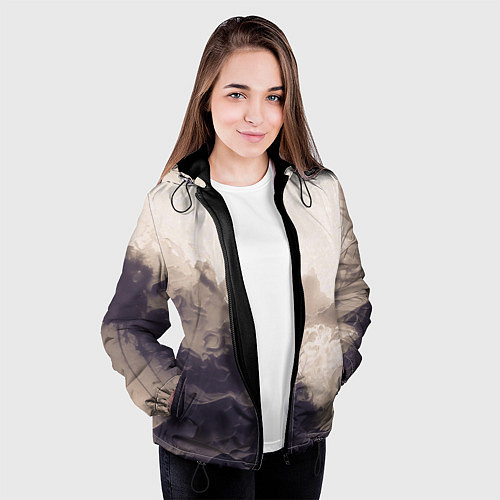 Женская куртка Сепия абстрактная горная река / 3D-Черный – фото 3