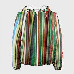 Куртка с капюшоном женская Полоски ткани, цвет: 3D-белый