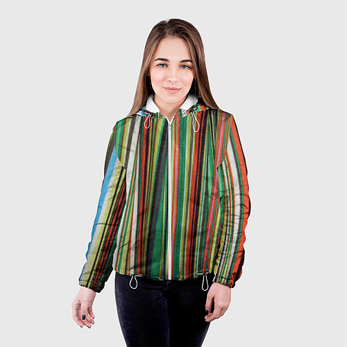 Женская куртка Полоски ткани / 3D-Белый – фото 4